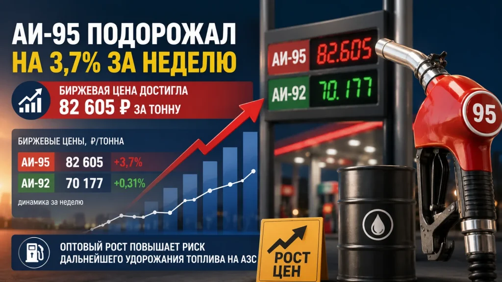 Биржевая цена бензина АИ-95 выросла на 3,7% за неделю