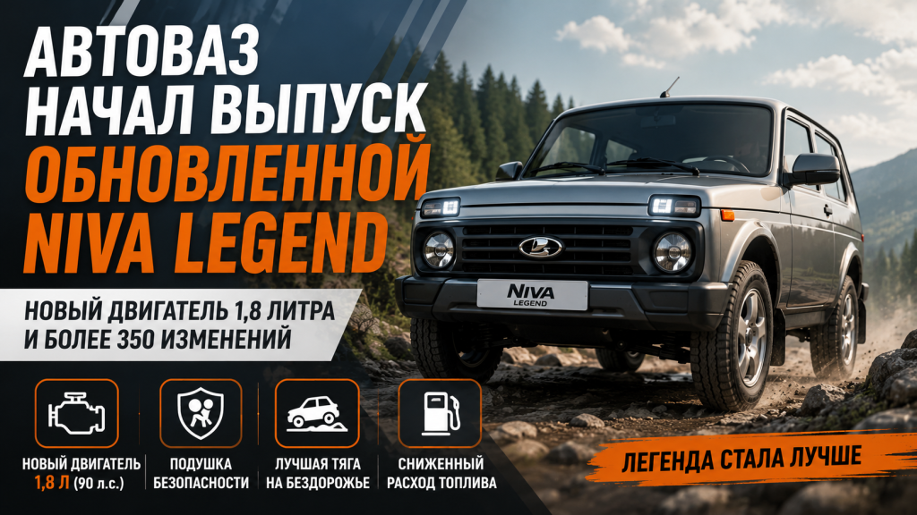 «АвтоВАЗ» начал выпуск обновленной Niva Legend с мотором 1,8 литра