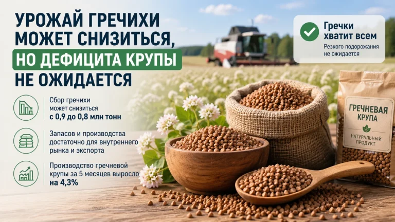 Урожай гречихи снизится, но дефицита гречки не ожидается