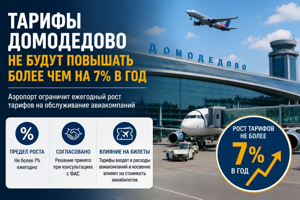 Тарифы аэропорта Домодедово будут повышать не более чем на 7% в год