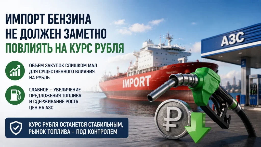 Импорт бензина не окажет заметного влияния на курс рубля