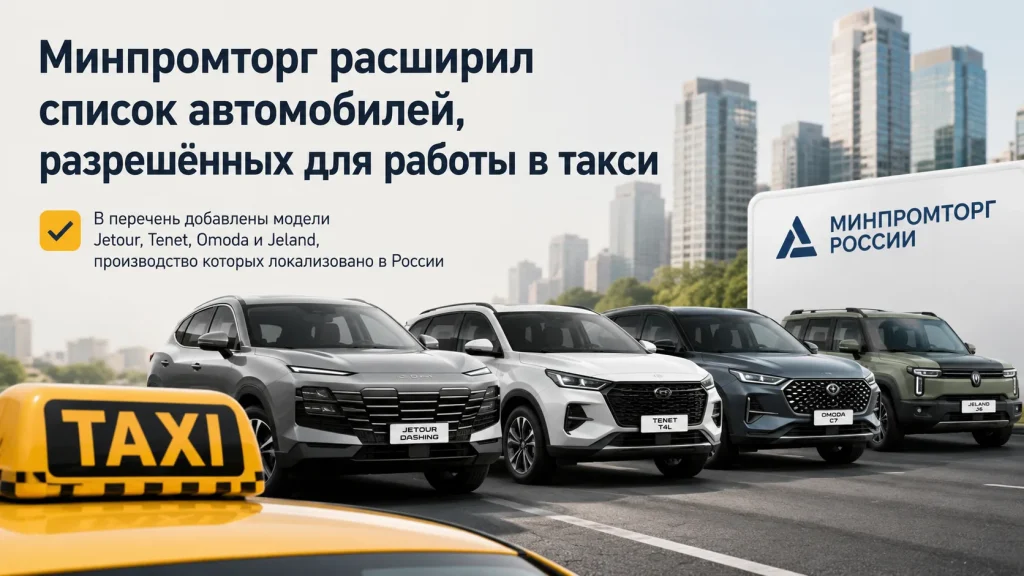 Минпромторг расширил список разрешенных автомобилей для такси