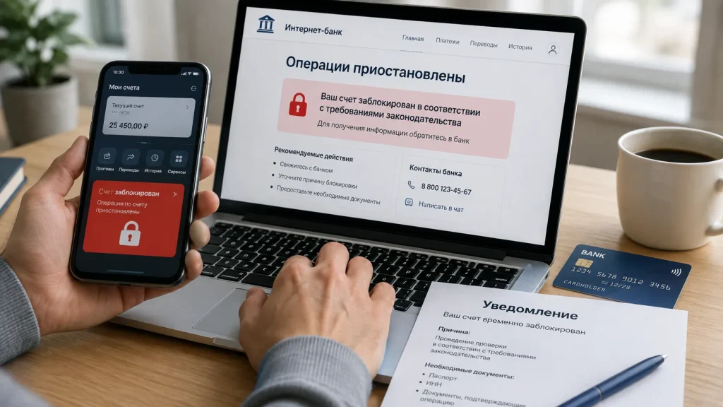 Уведомление о блокировке банковского счета