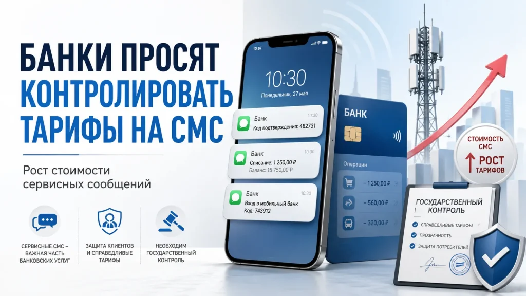 Инфографика о росте тарифов на банковские сервисные СМС