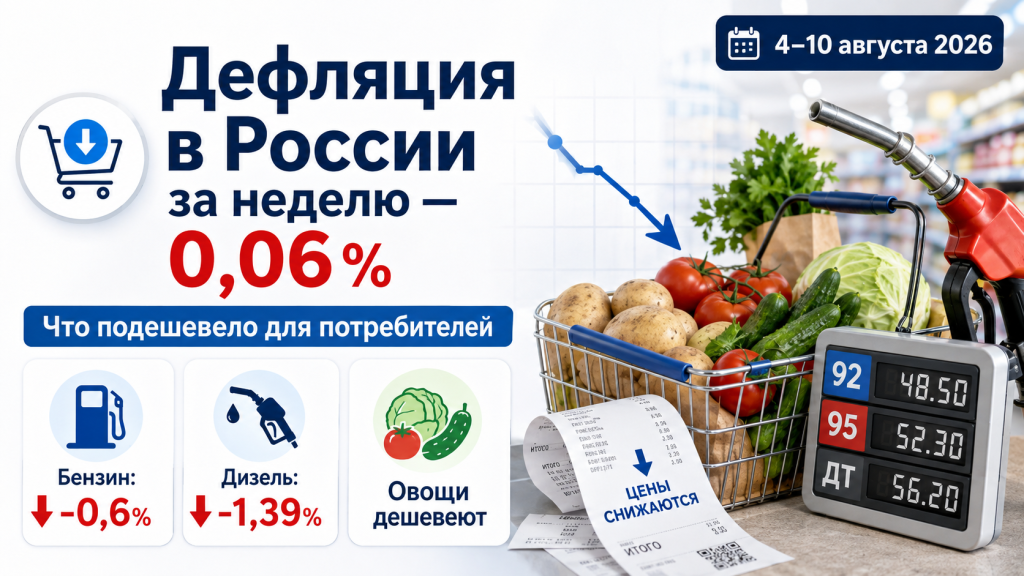 Дефляция в России за неделю: цены на бензин, дизель и овощи снижаются