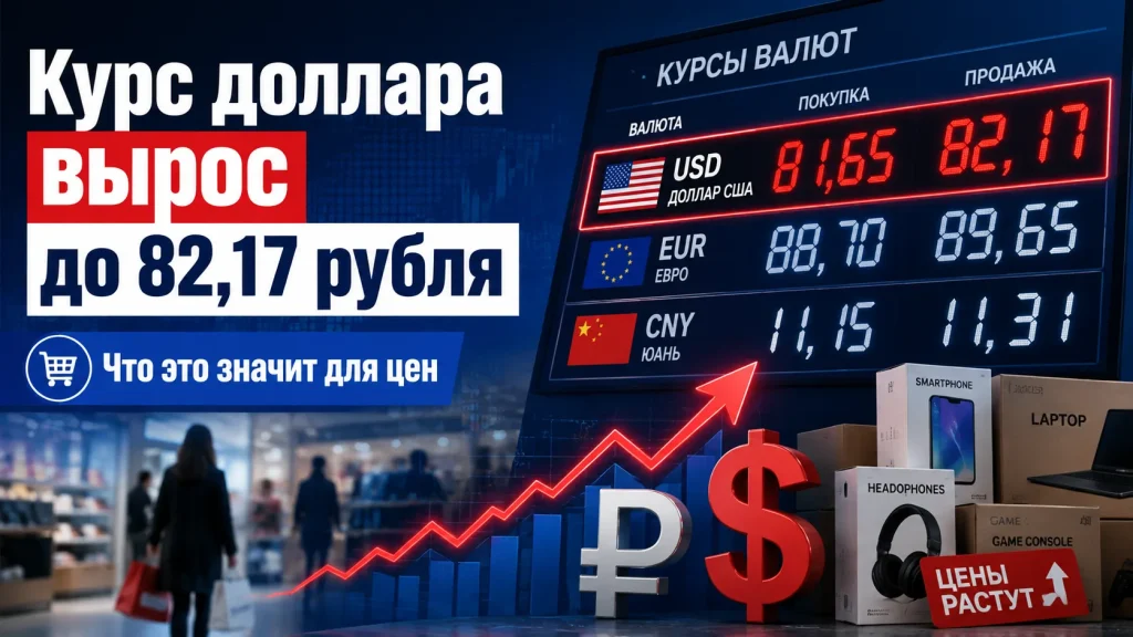 Курс доллара вырос до 82,17 рубля