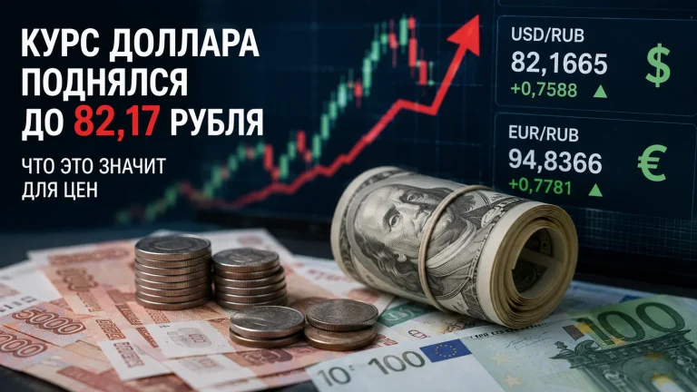 Курс доллара поднялся до 82,17 рубля