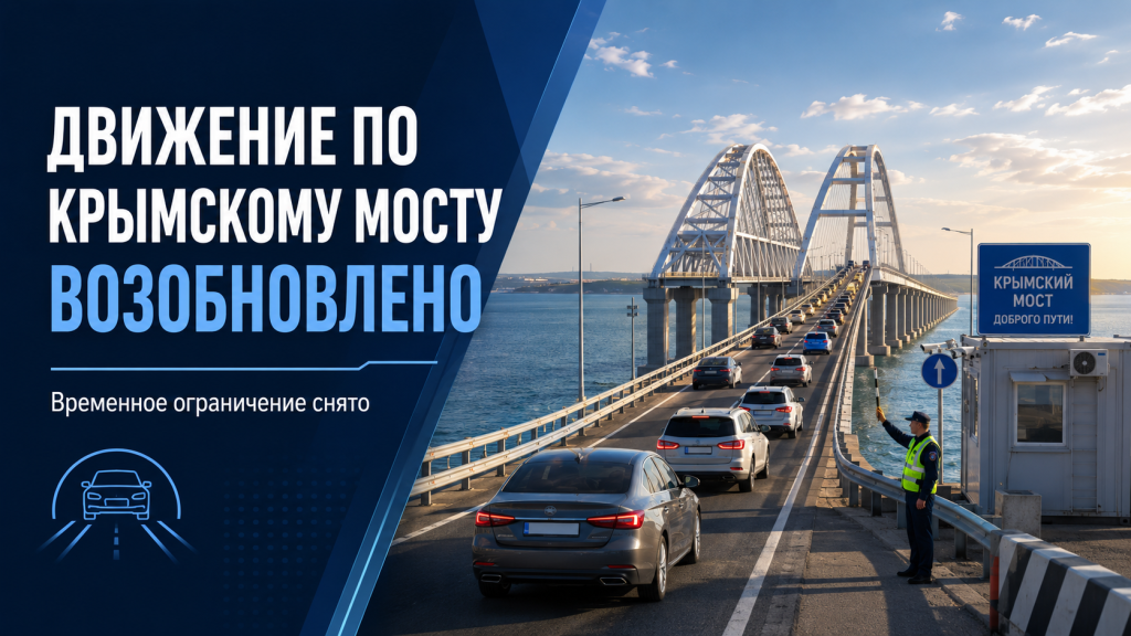Автомобильное движение по Крымскому мосту возобновлено