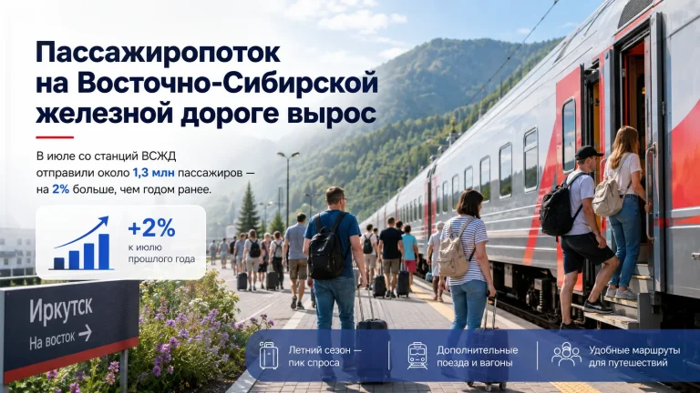 Инфографика о росте пассажиропотока на Восточно-Сибирской железной дороге