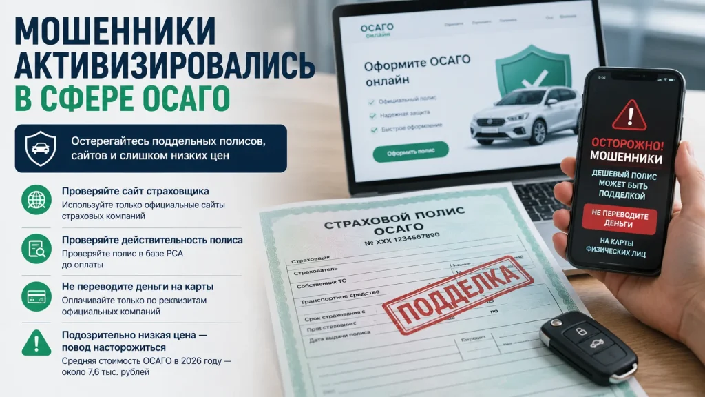 Инфографика о мошенниках в сфере ОСАГО и поддельных полисах