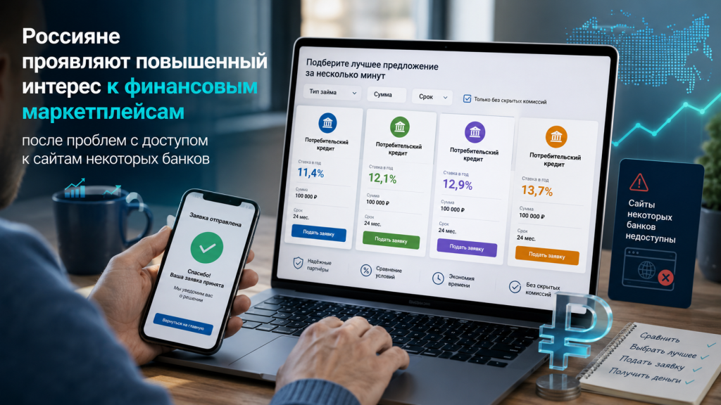 Россияне стали чаще искать кредиты через финансовые маркетплейсы
