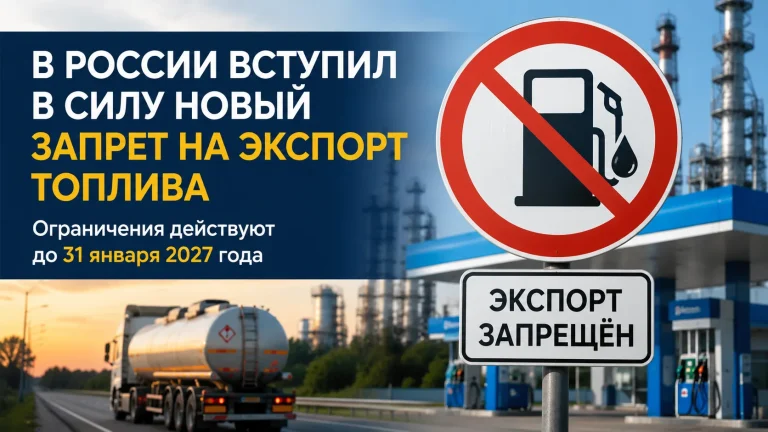 В России вступил в силу новый запрет на экспорт топлива