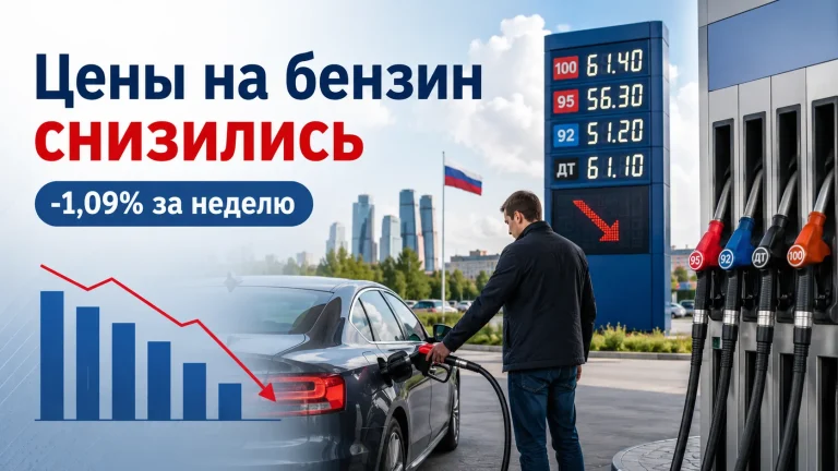 Цены на бензин снизились на 1,09% за неделю