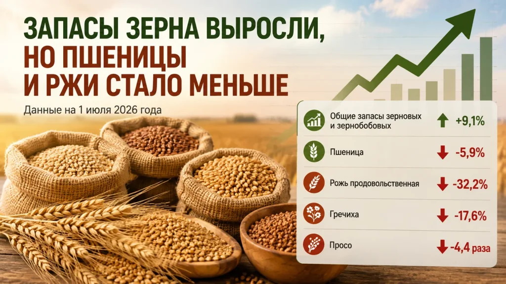 Запасы зерна выросли, но пшеницы и ржи стало меньше