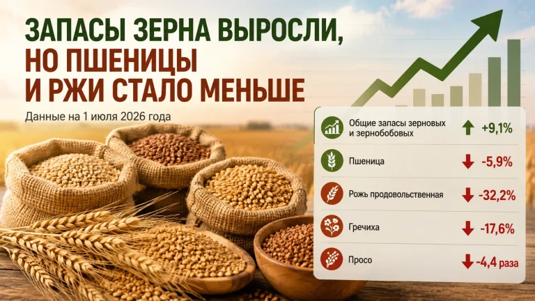 Запасы зерна выросли, но пшеницы и ржи стало меньше