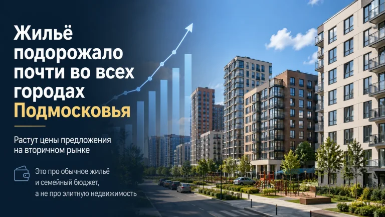 Вторичное жильё подорожало почти во всём Подмосковье
