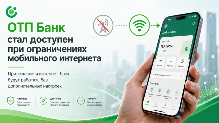 ОТП Банк доступен при ограничениях мобильного интернета