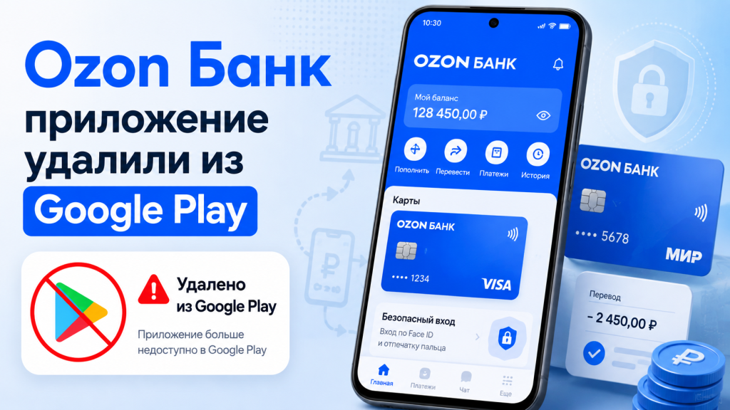 Ozon Банк: приложение удалено из Google Play
