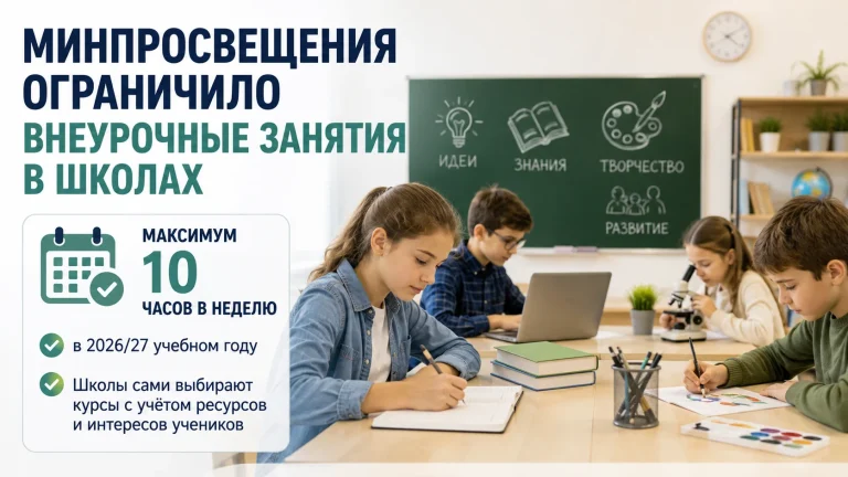 Минпросвещения установило лимит внеурочных занятий в школах
