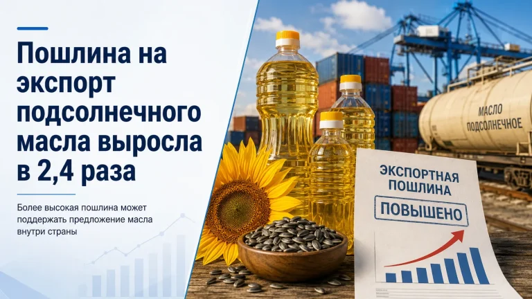 Пошлина на экспорт подсолнечного масла выросла в 2,4 раза