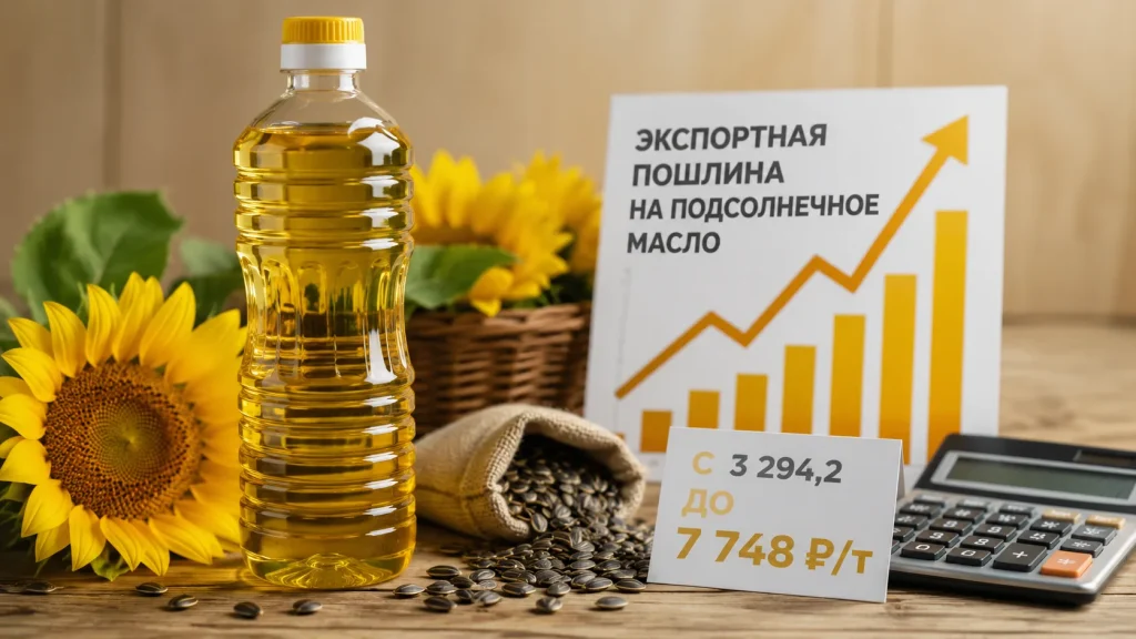 Пошлина на экспорт подсолнечного масла выросла в 2,4 раза
