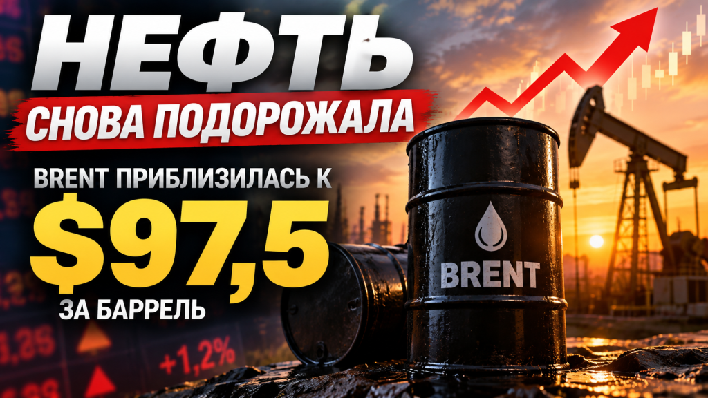 Цена нефти Brent приблизилась к 97,5 доллара за баррель
