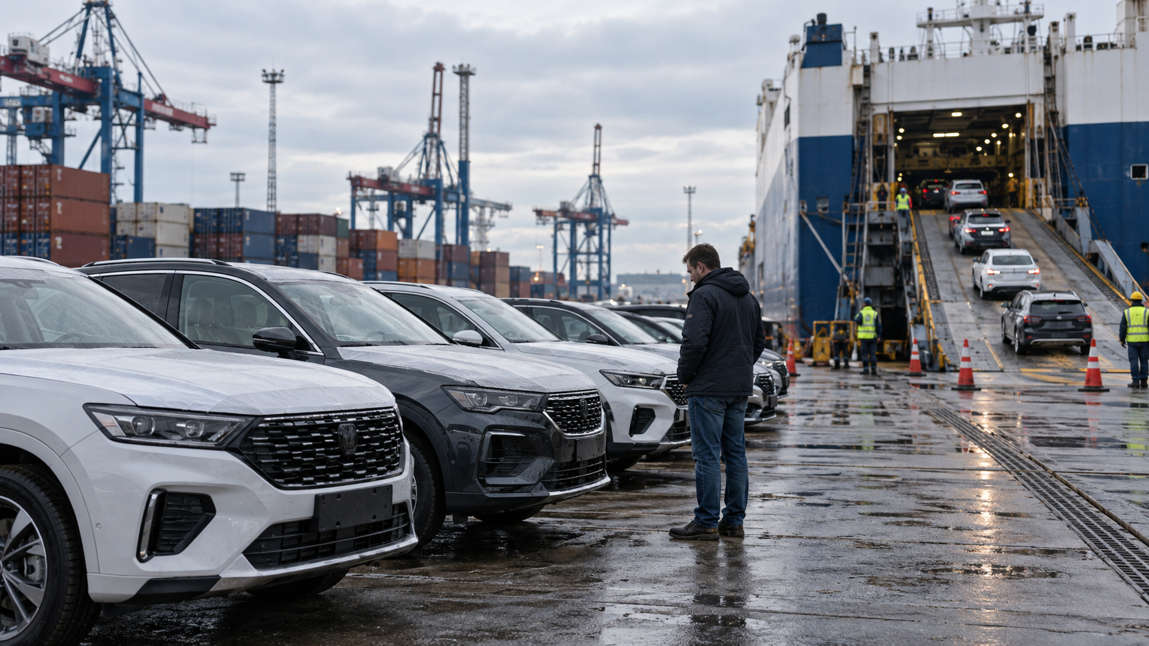 Импортные автомобили в морском порту России