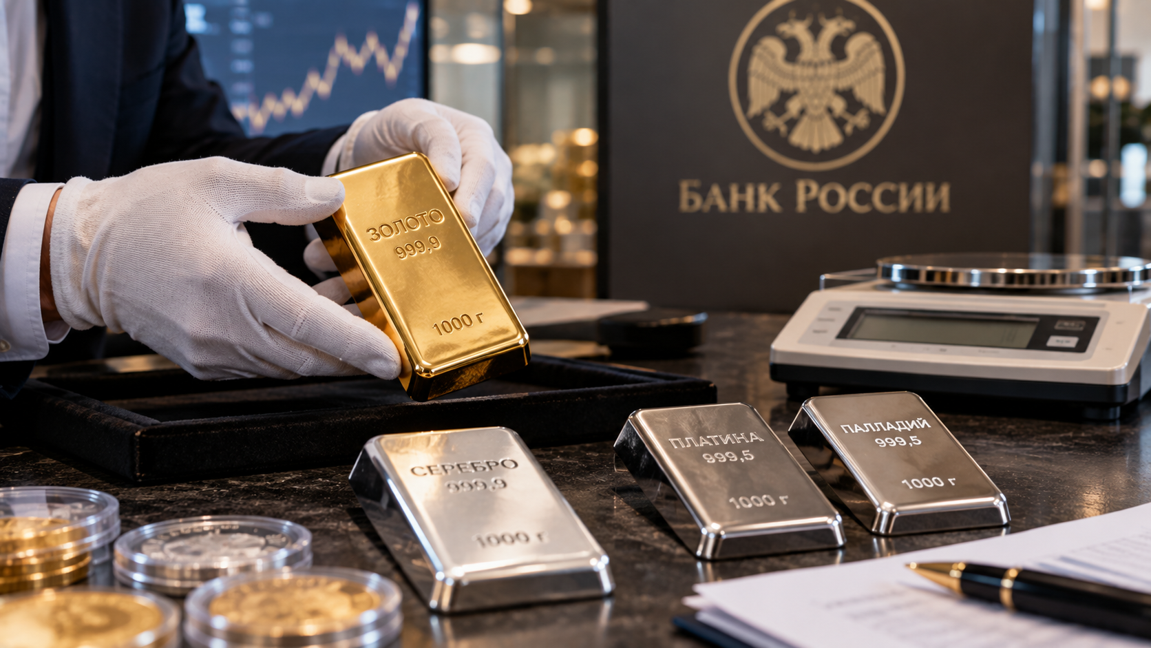 Слитки золота и серебра