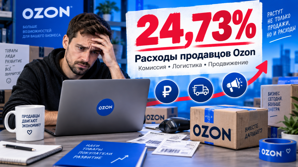 Средние расходы продавцов Ozon составили 24,73 процента цены товара