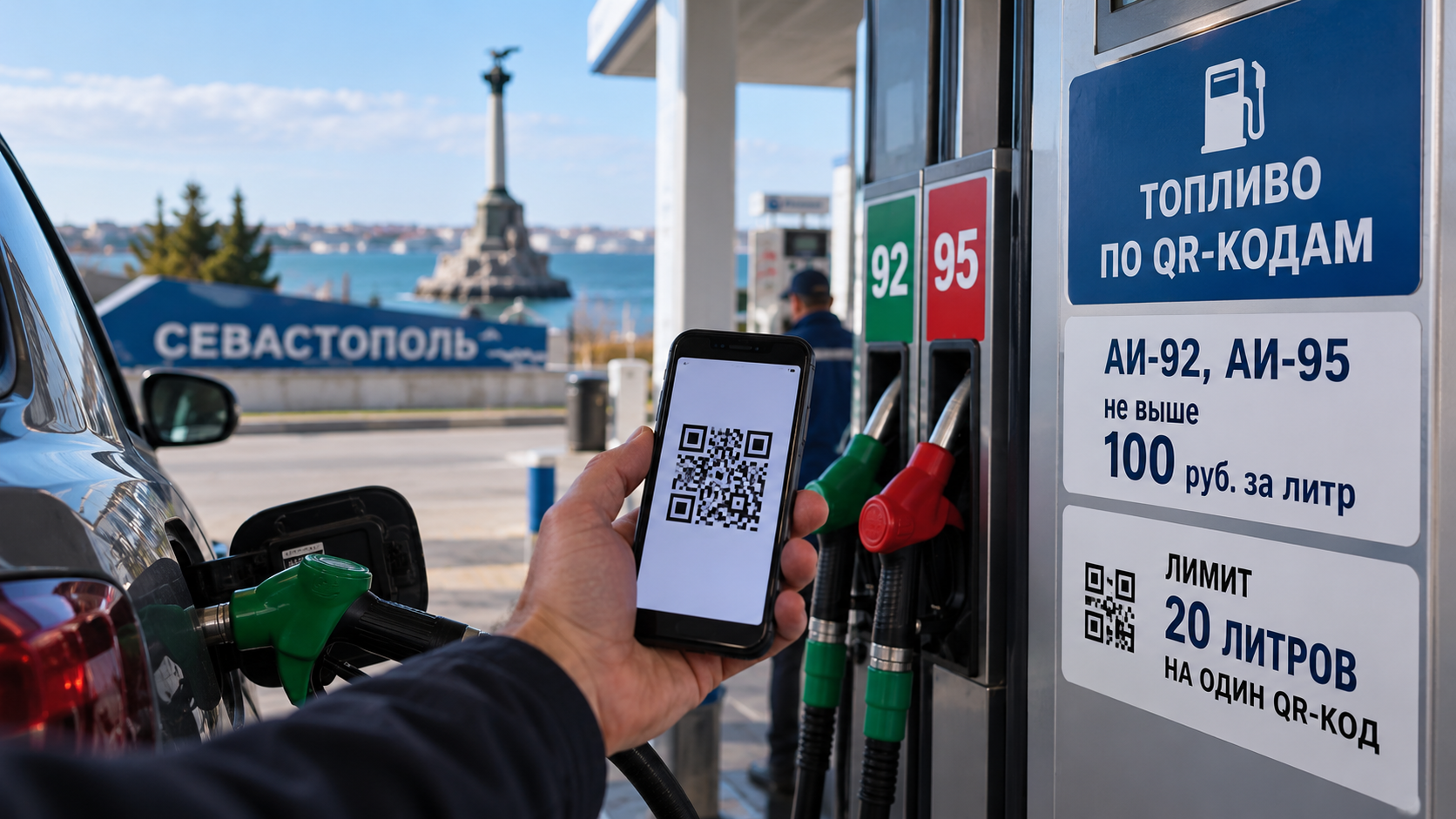 Заправка бензином по QR-коду на АЗС в Севастополе