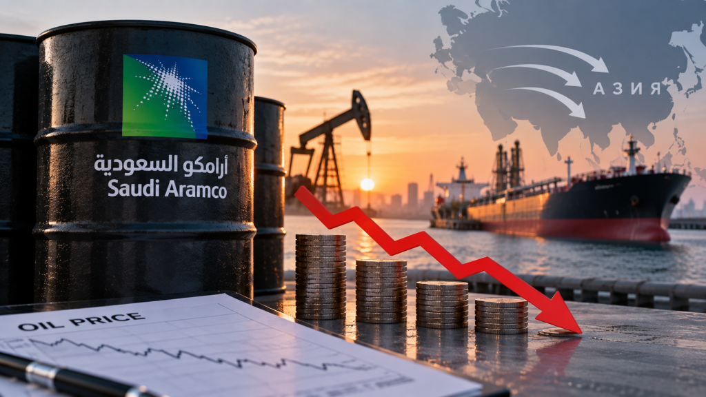 Иллюстрация снижения цен на саудовскую нефть для Азии