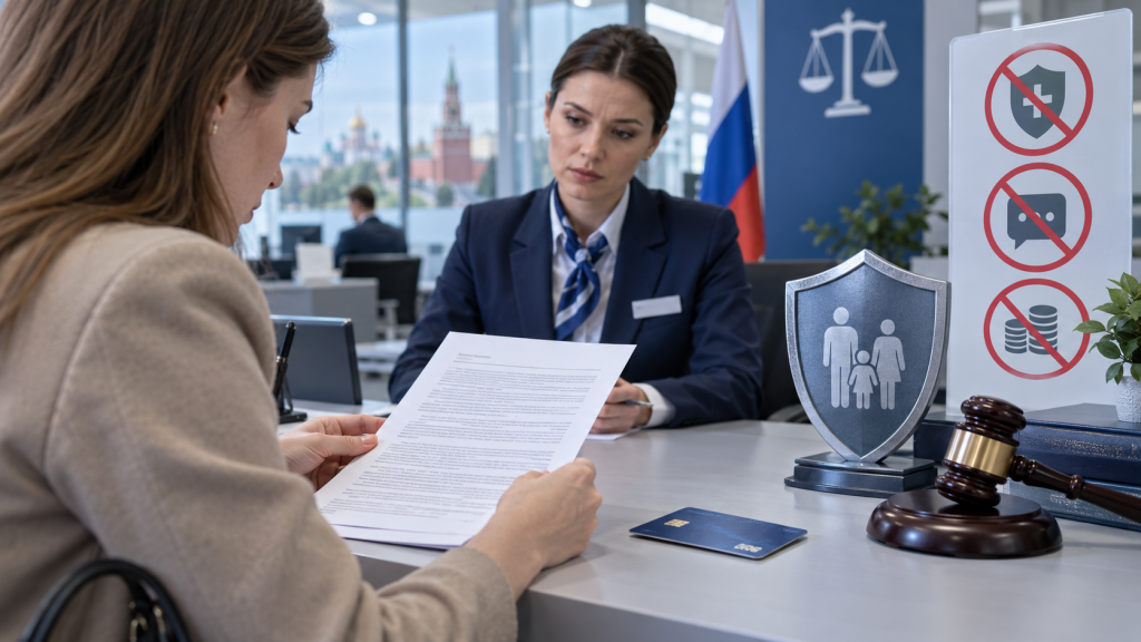 Иллюстрация оформления банковских услуг и защиты прав клиента