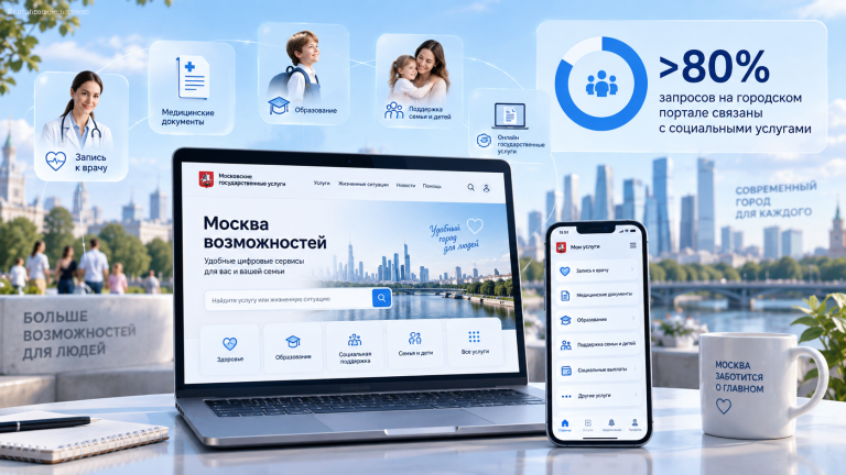 Иллюстрация городских электронных услуг Москвы